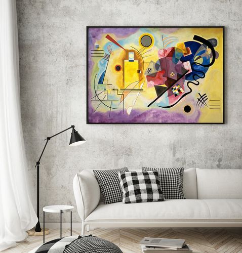 Plakat Kandinsky żółty czerwony niebieski 30x40 cm w czarnej ramie na Arena.pl