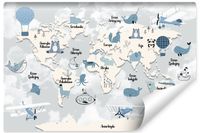 Fototapeta MAPA ŚWIATA Zwierzątka Chmury 315cm x 210cm