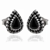 OKSYDOWANE SREBRNE KOLCZYKI WKRĘTKI ŁEZKI KROPLE SOPELKI CZARN MASA