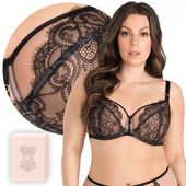 Koronkowy Miękki Biustonosz Soft GORSENIA K834 BACK TO BLACK czarny