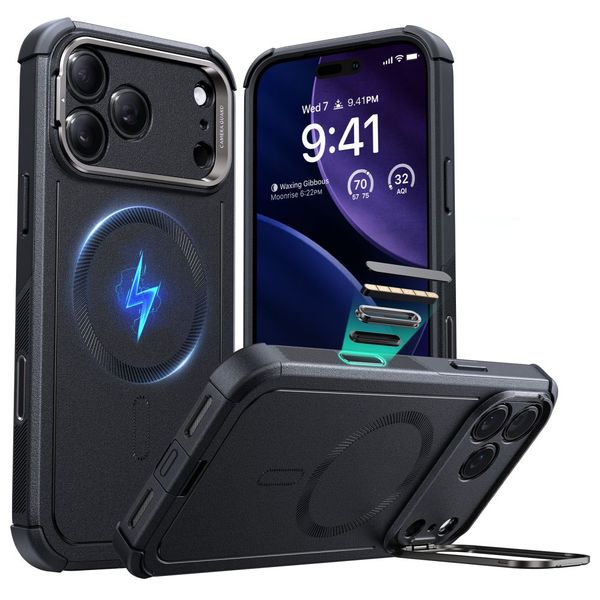 Etui ESR Cyber Kickstand do iPhone 17 Pro Max Czarne zdjęcie 1