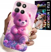 ETUI DO MOTOROLA MOTO G15 - SŁODKI MIŚ NA RÓŻOWYM TLE, CASE + SZKŁO