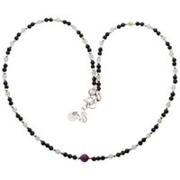 Naszyjnik mix - Turmalin, cytryn, kwarc różowy, rubin i srebro