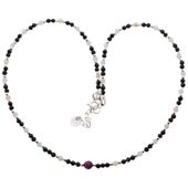 Naszyjnik mix - Turmalin, cytryn, kwarc różowy, rubin i srebro