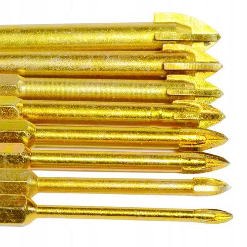 WIERTŁA DO SZKŁA PŁYTEK CERAMIKI GRESU WIERTŁO 3-12MM 8 SZT HEX 1/4" na Arena.pl