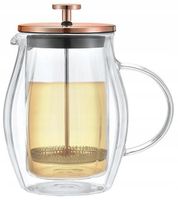 2 x Zaparzacz szklany do kawy herbaty 600ml dzbanek ROSE GOLD KLAUSBERG 772