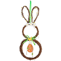 Dekoracja wielkanocna wieniec na drzwi wianek królik rattan zajączek