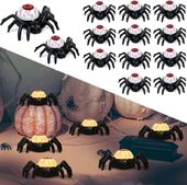 Zestaw 12 Świeczek LED w Kształcie Pająka Dekoracja na Halloween