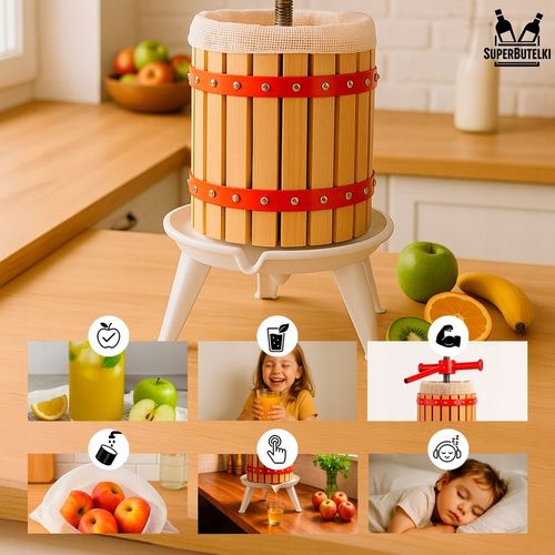 PRASA ŚRUBOWA RĘCZNA do OWOCÓW WINA SOKÓW OLIWY 18 L WYCISKARKA na Arena.pl