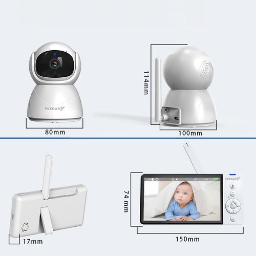 Elektroniczna Niania Feegar Kamera Obrotowa Lcd 5'' 5000Mah Zoom Nagrywanie na Arena.pl