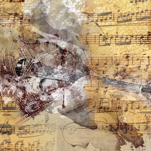 Obraz na płótnie - Canvas, Abstrakcja z gitarą 120x80 na Arena.pl