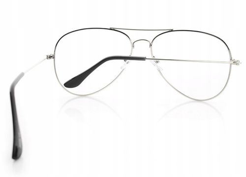 Męskie Okulary Zerówki PILOTKI AVIATOR Srebrne na Arena.pl