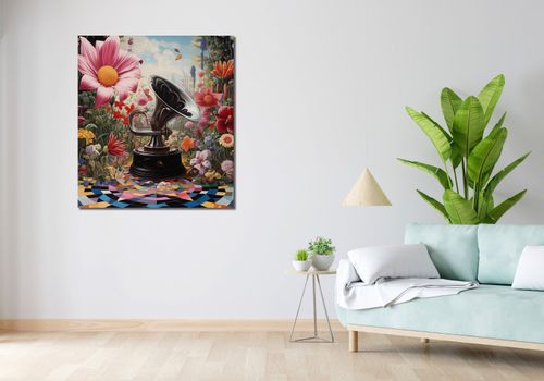 Obraz 90x100cm Gramofon w Kwiatach na Arena.pl
