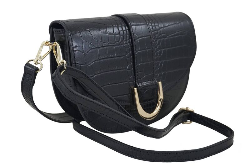 Listonoszka damska croco - Czarna zdjęcie 3