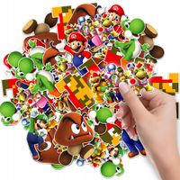 NAKLEJKI ETYKIETY NA ZESZYT NALEPKA Z POSTACIAMI SUPER MARIO WZORY 6 SZT