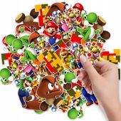 NAKLEJKI ETYKIETY NA ZESZYT NALEPKA Z POSTACIAMI SUPER MARIO WZORY 6 SZT
