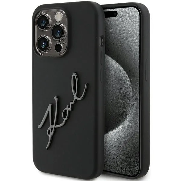 Etui Karl Lagerfeld Silicone Karl Script na iPhone 15 Pro - czarne zdjęcie 1