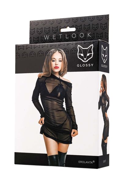 Glossy Sheril, Set, Wetlook, Black, M zdjęcie 4