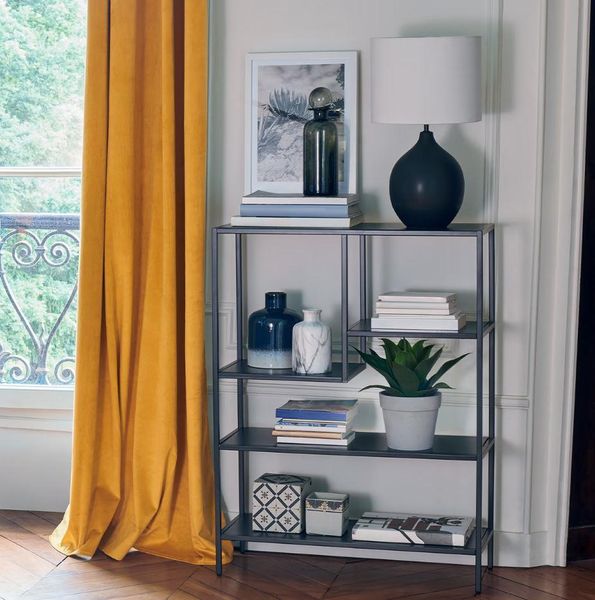 Regał Gota 5 półek asymetrycznych czarny zdjęcie 2