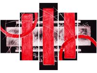 70 100CM OBRAZ 5 ELEM CZERWONA ABSTRAKCJA DRUK PŁÓTNO
