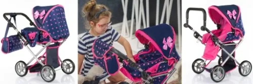 WÓZEK DLA LALEK GŁĘBOKI SPACERÓWKA GONDOLA 3w1 KINDERPLAY TORBA POŚCIEL na Arena.pl