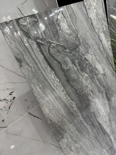 Gres marmurowy grafit 120x60 cm | połysk | duży format | premium stone look na Arena.pl