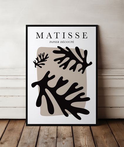 Plakat matisse czarne liście 21x30 cm w czarnej ramie na Arena.pl