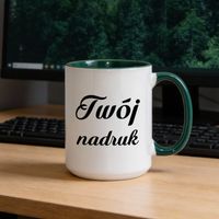 Duży kubek XXL z zielonym wnętrzem i uszkiem z Twoim nadrukiem