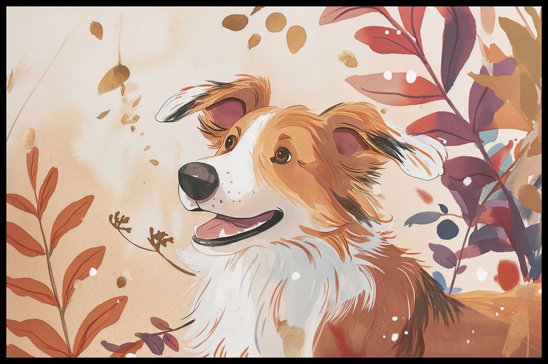 Plakat 86,4x56,8cm Collie Jesienną Porą zdjęcie 2