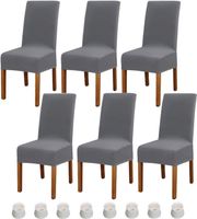 pokrowiec na krzesło zdejmowany szary zestaw 6szt