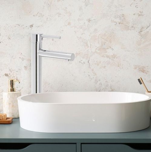 Zestaw wysoka bateria umywalkowa stojąca i korek klik-klak chrom - Yoka na Arena.pl