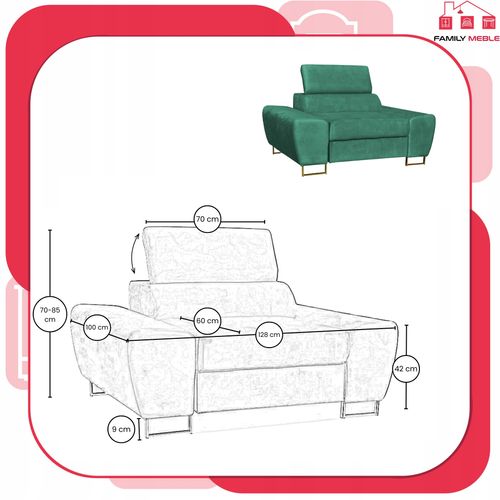 Zestaw mebli wypoczynkowych Bosso Sofa 3os fotele zielone Family Meble na Arena.pl