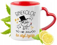 Kubek Czerwony Z Uszkiem W Kształcie Serca Dla Ginekologa Na Prezent