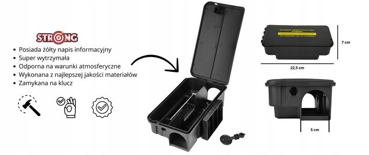 3X TRWAŁY KARMNIK Z NADRUKIEM NA MYSZY SZCZURY STACJA DERATYZACYJNA STRONG zdjęcie 14