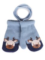 Rękawiczki chłopięce jednopalczaste ze sznurkiem z reniferem 10 cm YOCLUB