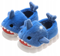 DZIECIĘCE KAPCIE DOMOWE PLUSZOWE CIEPŁE MIĘKKIE REKIN SHARK 28-29