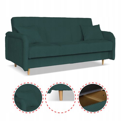 Kanapa sofa Merivo rozkładana wersalka f spania pojemnik Family zielona na Arena.pl