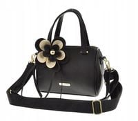 Laura Biaggi - torebka listonoszka kuferek czarny groszek mat kwiat L326024