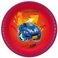 Talerzyki papierowe wyścigi, 18 cm 8 szt.