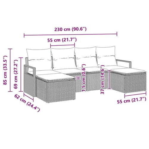 Zestaw Sof na Ogród 6 pcs Beżowy Polirattan na Arena.pl