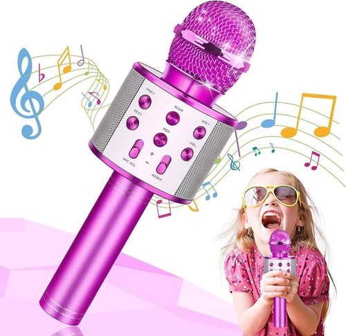 mikrofon bezprzewodowy bluetooth głośnik różowy na Arena.pl