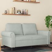 Sofa 2-osobowa, jasnoszara, 120 cm, tapicerowana aksamitem