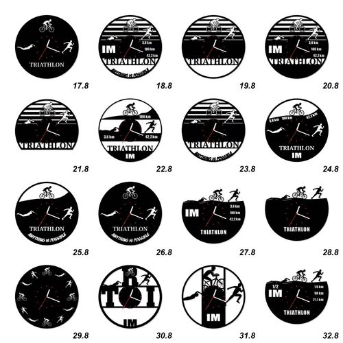 Zegar Ścienny z płyty winylowej na lustrze TRIATHLON 48 wzorów 59x29 cm na Arena.pl