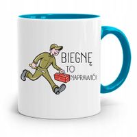 Kubek Błękitny Mechanika Biegnę To Naprawić Z Nadrukiem Ze Zdjęciem