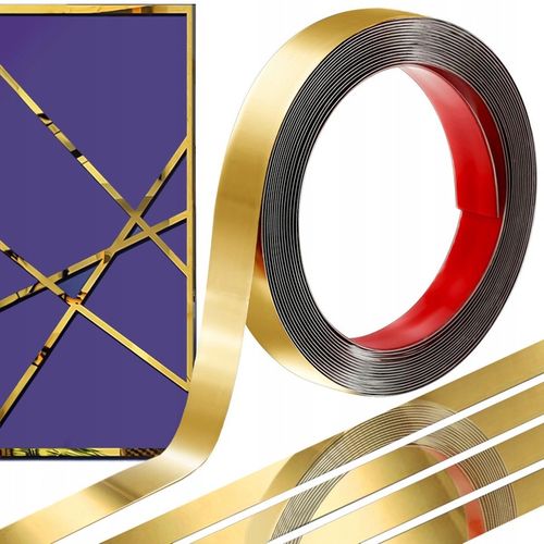 Listwa Dekoracyjna SAMOPRZYLEPNA Złota POŁYSK Taśma Ozdobna 2cm x 2,44m na Arena.pl