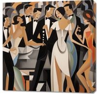 Obraz 90x90cm Bal w Art Deco