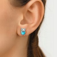 Kolczyki srebrne kotki dla dziewczynki dzieci sztyfty wkrętki rodowane