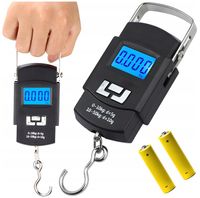 Waga bagażowa hakowa wędkarska ręczna 50 kg uchwyt podróżna cyfrowa czarna