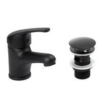 Zestaw bateria umywalkowa stojąca i korek klik-klak czarny - Yoka