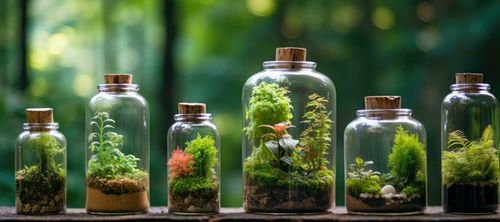 LAS W SŁOIKU SZKLE KOMPLETNY 10 elementów Z ROŚLINKĄ I KULA SŁÓJ ZESTAW na Arena.pl